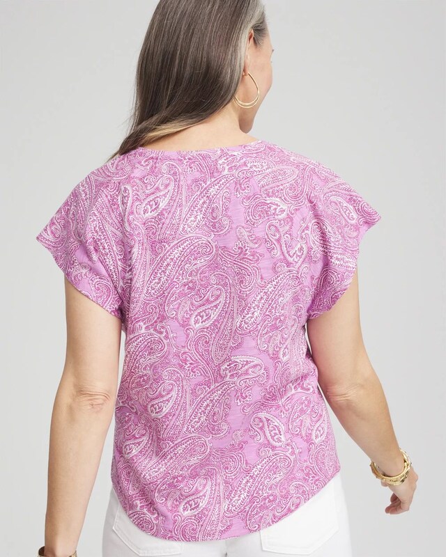 Paisley Slub Keyhole Neck Tee - image 3